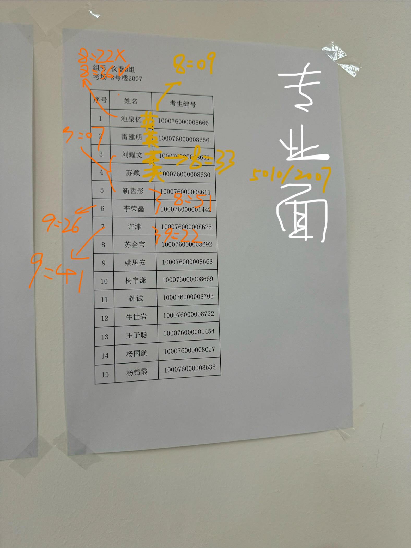 面试名单